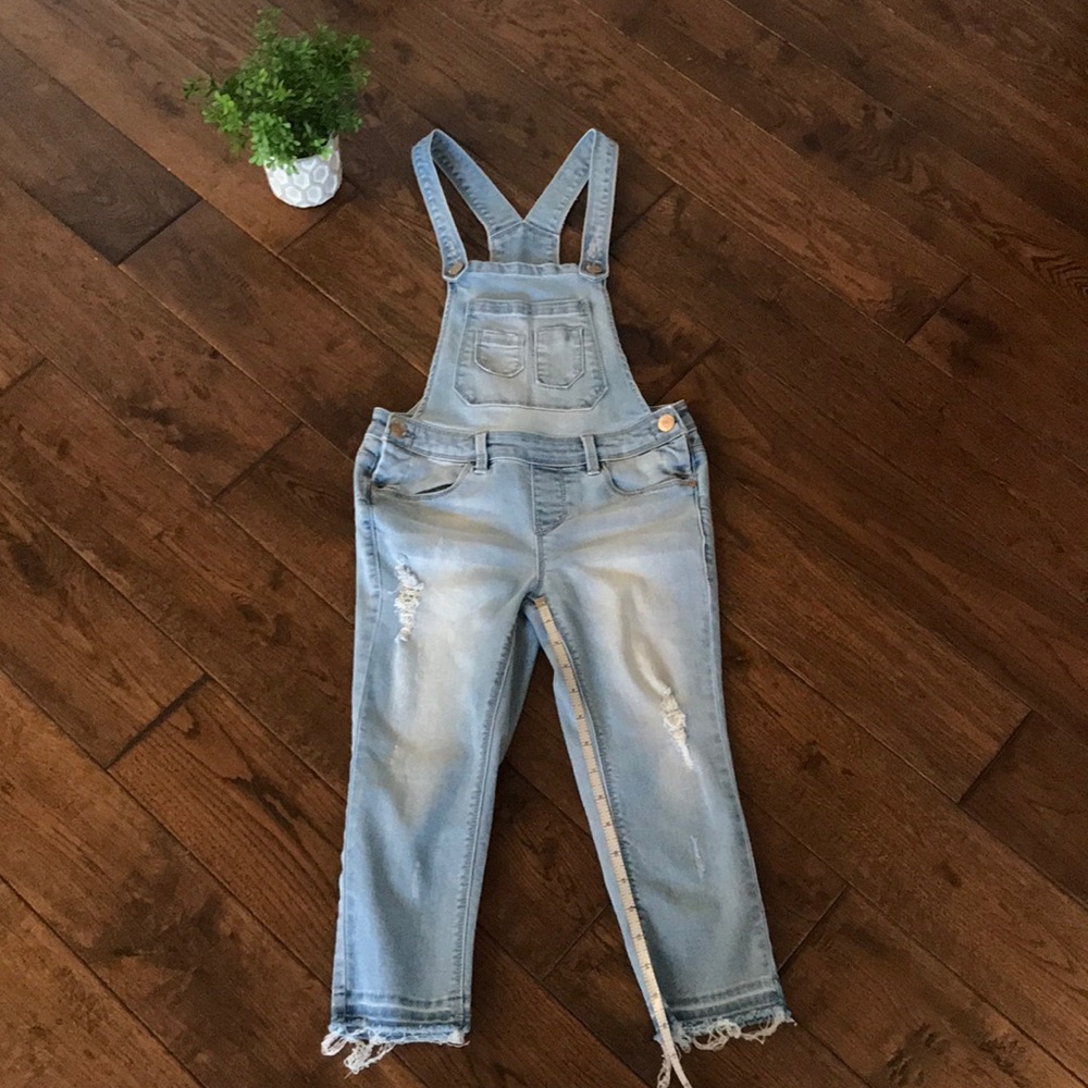 Light blue denim overalls